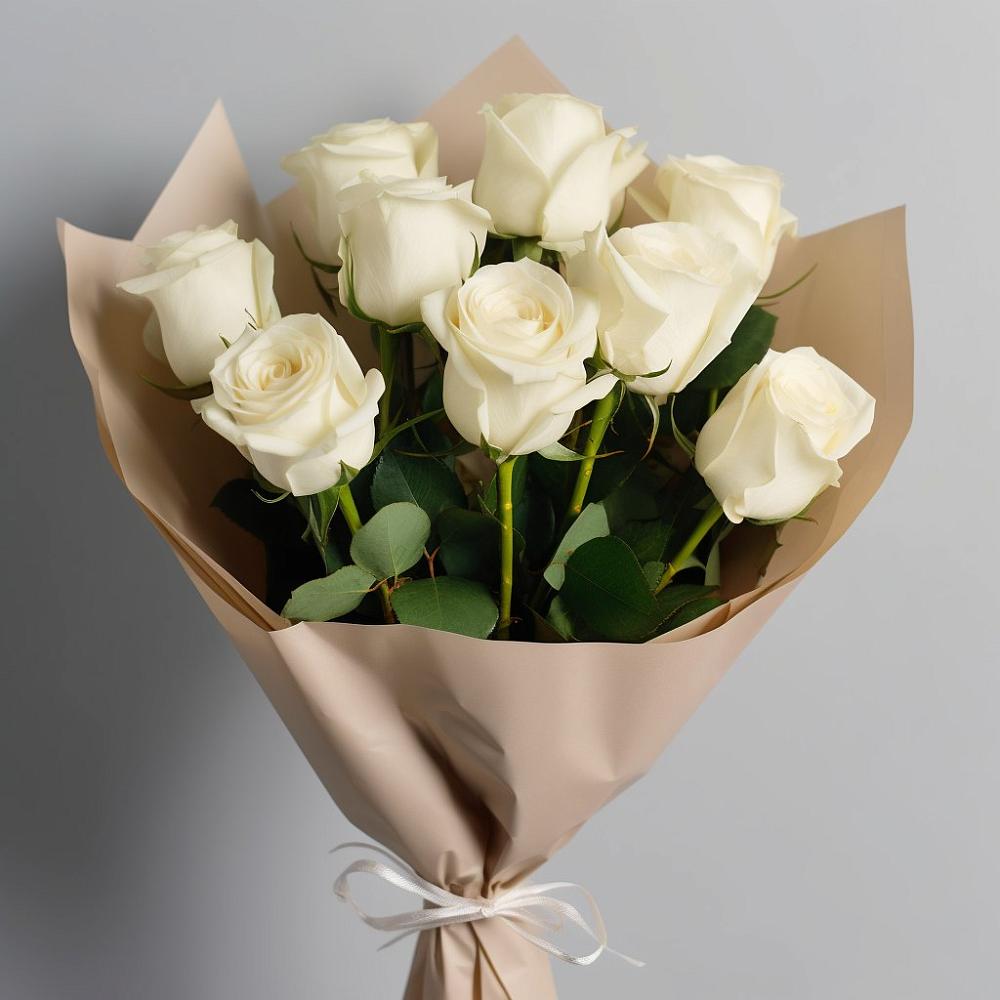 Букет 9 Белых роз Эдлесс Лав в Талалихино