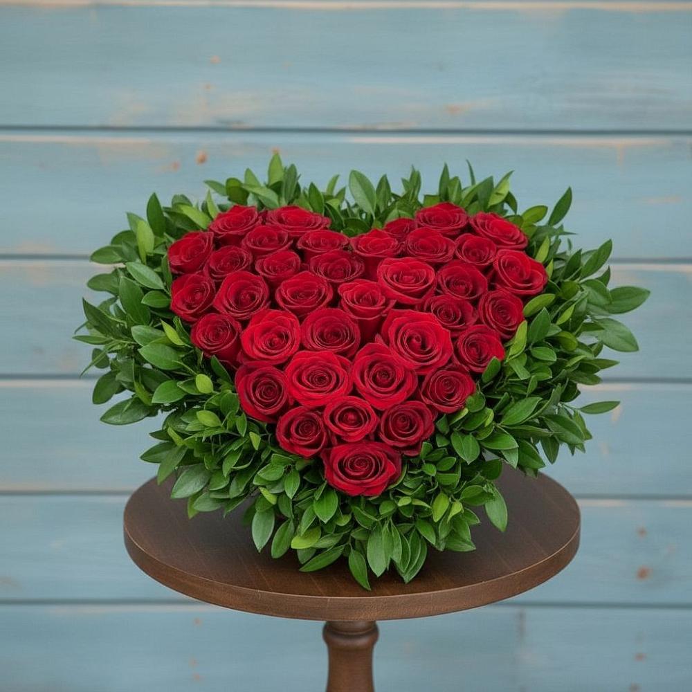 Цветочная композиция из Розы в виде сердца в Талалихино