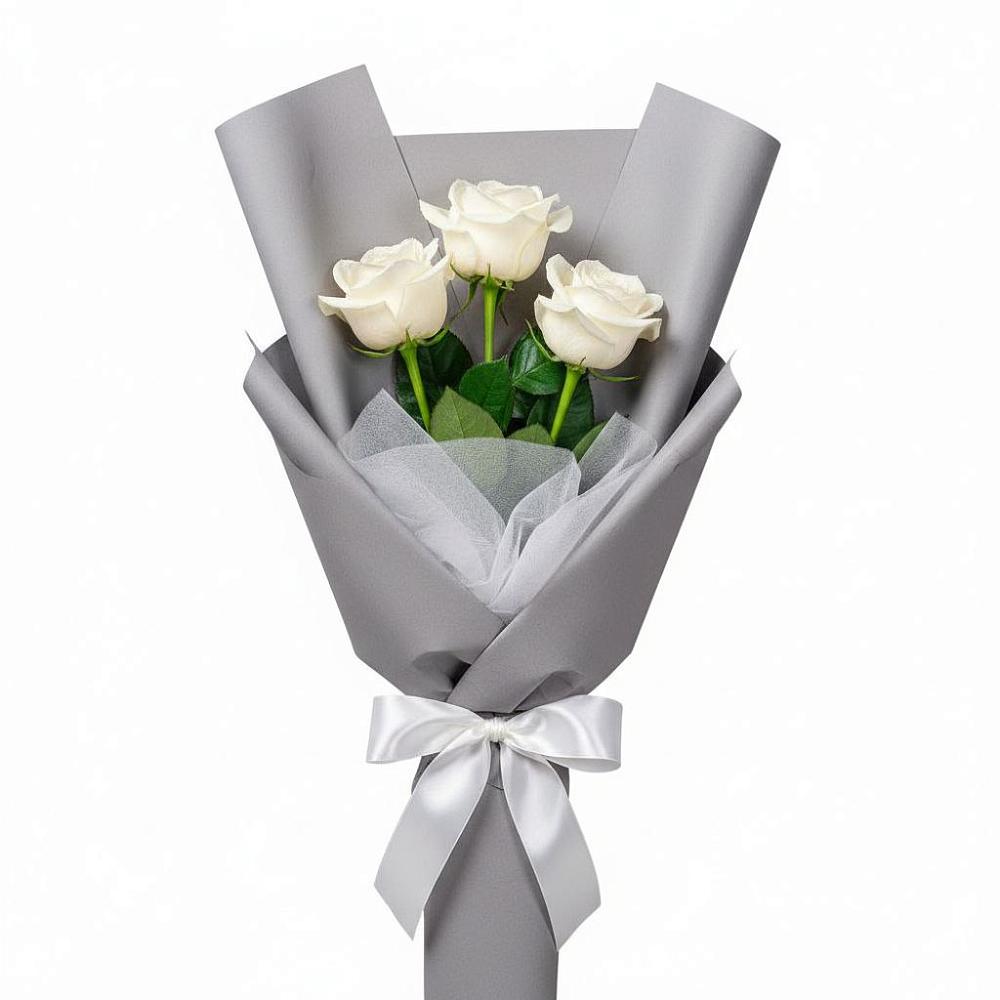 Букет 3 белые розы в Талалихино