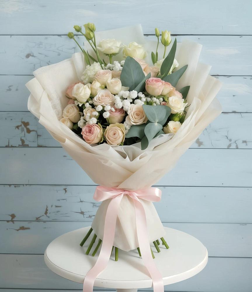 Букет цветов из: Розы и Лизиантусы в Талалихино