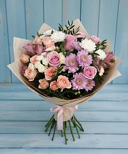 Букет цветов из:  Хризантемы, Розы и Альстромерии в Талалихино