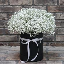 Цветочная композиция из Гипсофила в шляпной коробке в Талалихино