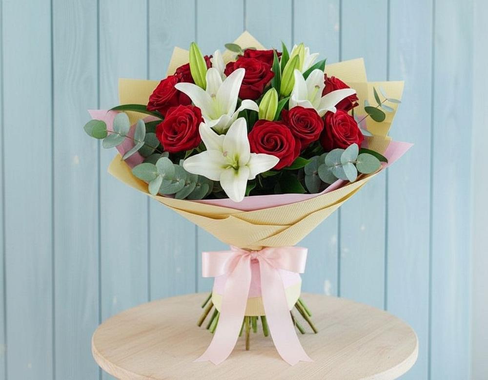 Букет цветов из: Лилии и Розы в Талалихино